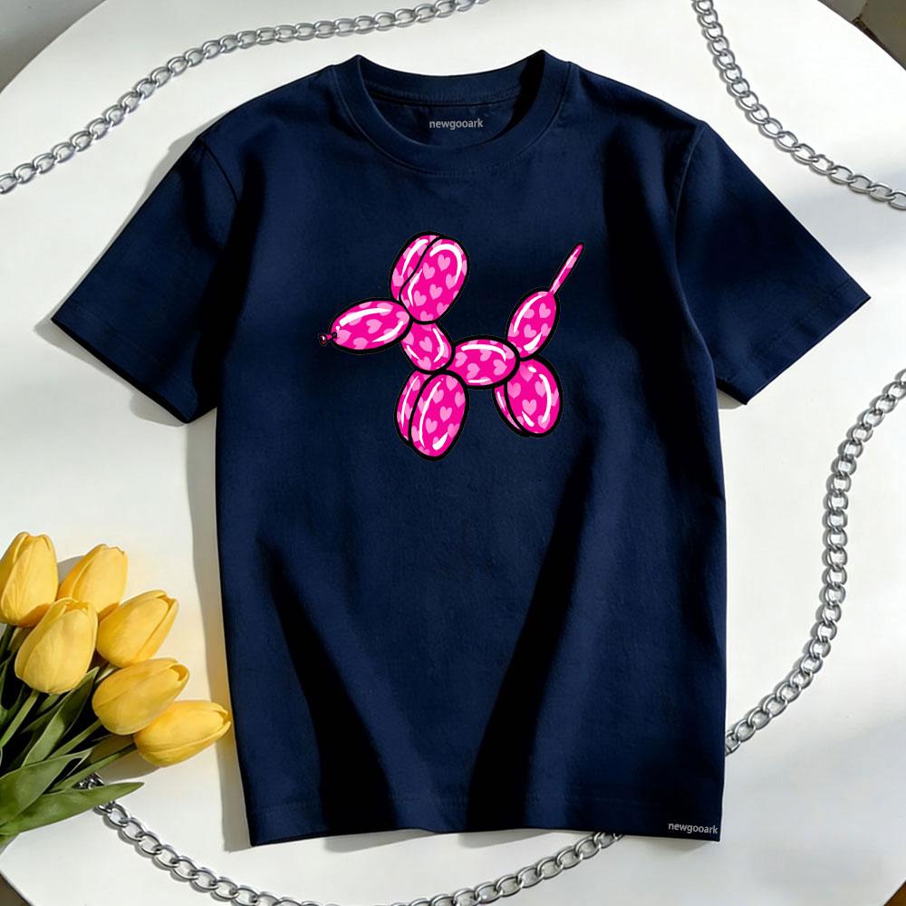 

Valentines Day Balloon Dog with Hearts in Wildberry Pink TShirt woman man Casual cotton graphic t shirts couple Shortsleev 4XL
