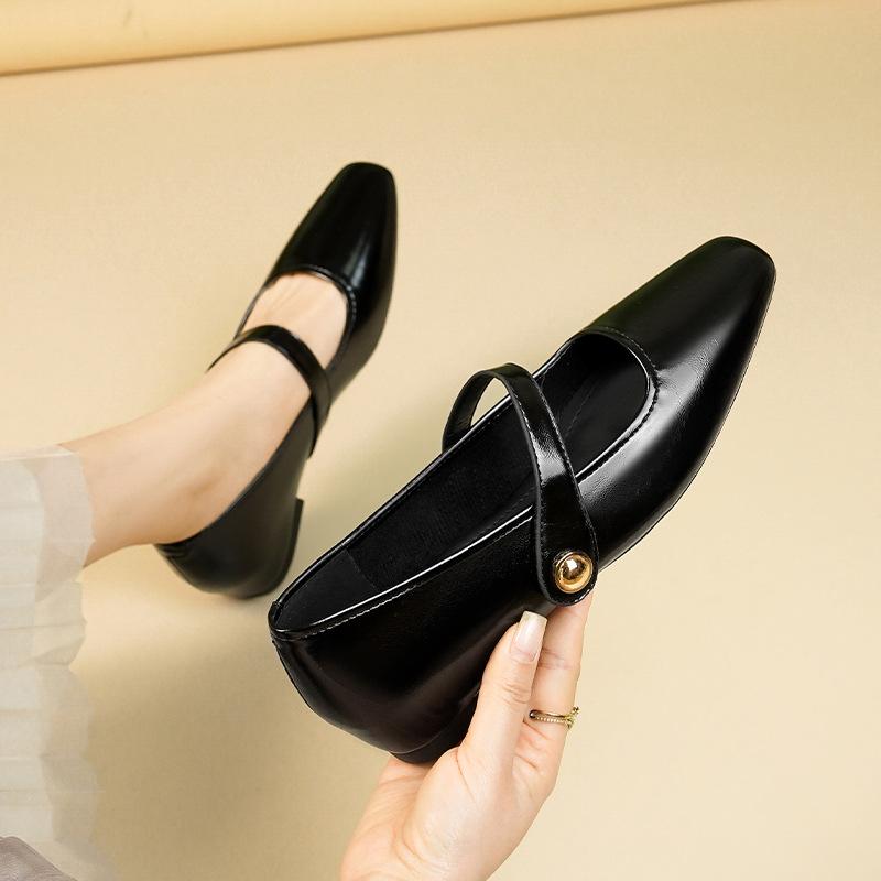 

Кожаные туфли на плоской подошве для женщин Huizhou, виноградная мать с тем же внутренним увеличением высоты, одинарные туфли, женские весенние новые туфли Mary Jane 34 чёрный