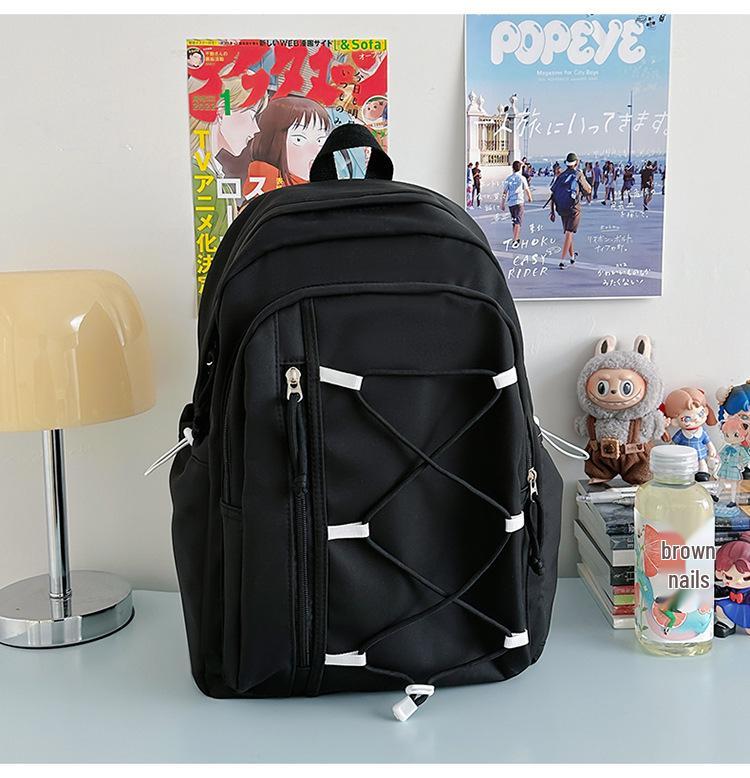 Japanese Style Color Block Drawstring Backpack: Large Capacity Sports & Travel Bag for Men and Women