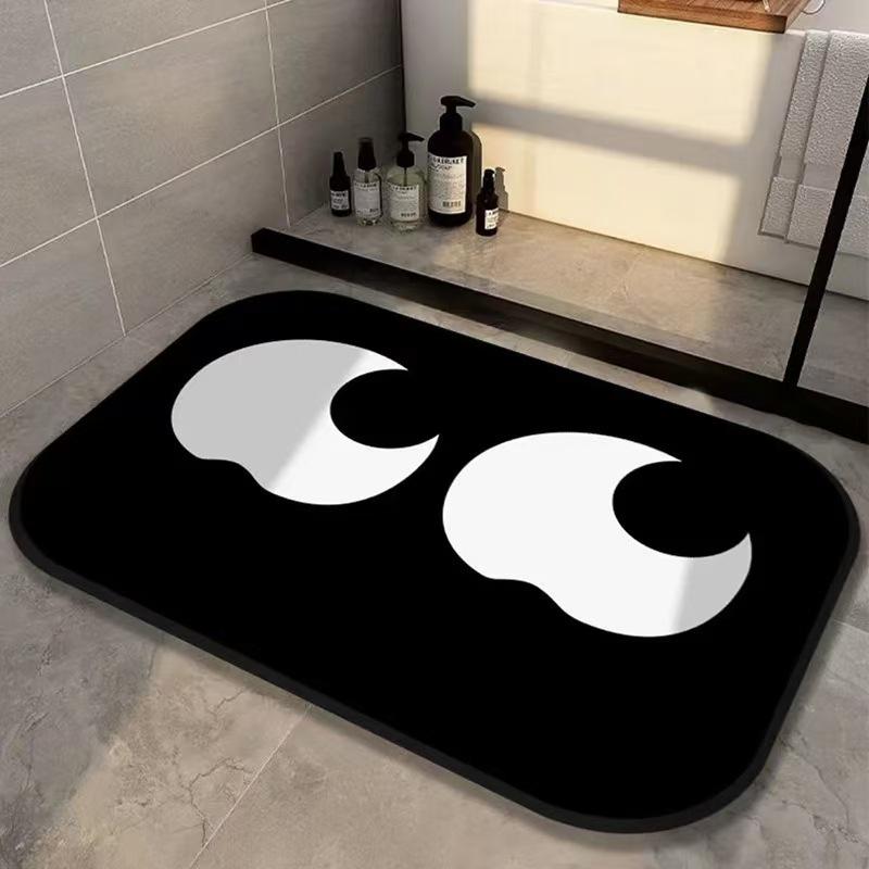 Irregular Black Diatom Mud Absorbent Bathroom and Entrance Floor Mat