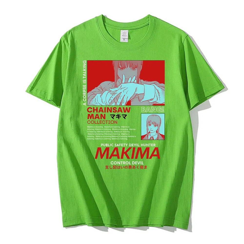 Muž motorovou pilou MAKIMA Japonské anime tričko Unisex Manga Trička s grafikou Trička Funny Cartoon Tričko Unisex Hip Hop Trička Unisex