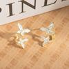 French Retro Super Fairy Temperament Double Butterfly Earrings, High-End Exquisite Daily Earrings, Earrings.