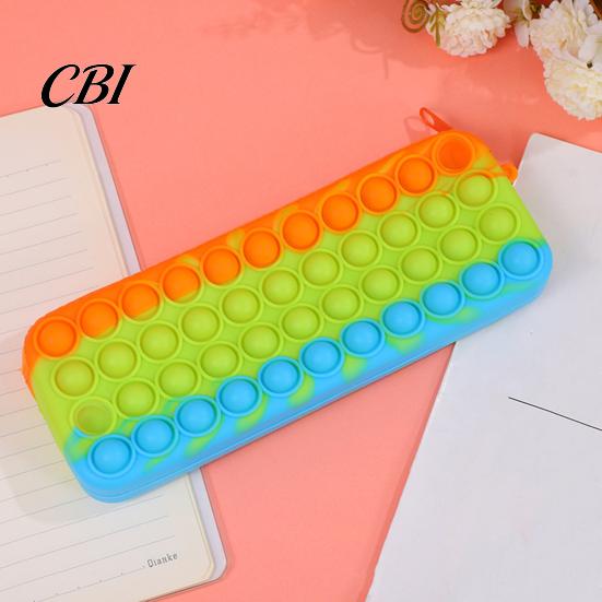 Decompression Pencil Case Pop Case, Large Capacity Silicone Storage Bag, with Relief Bubble Toy Stationery for Kids School Office Stress
