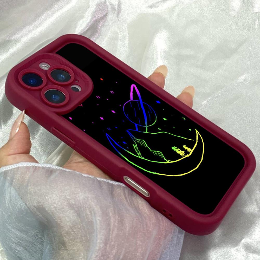JT182 Colorful Moon sky for iPhone 17 16 15 Pro Max Samsung S26 S25 Ultra A17 A16 A07 A56 Xiaomi 15T Redmi 15c 14C Soft TPU Case
