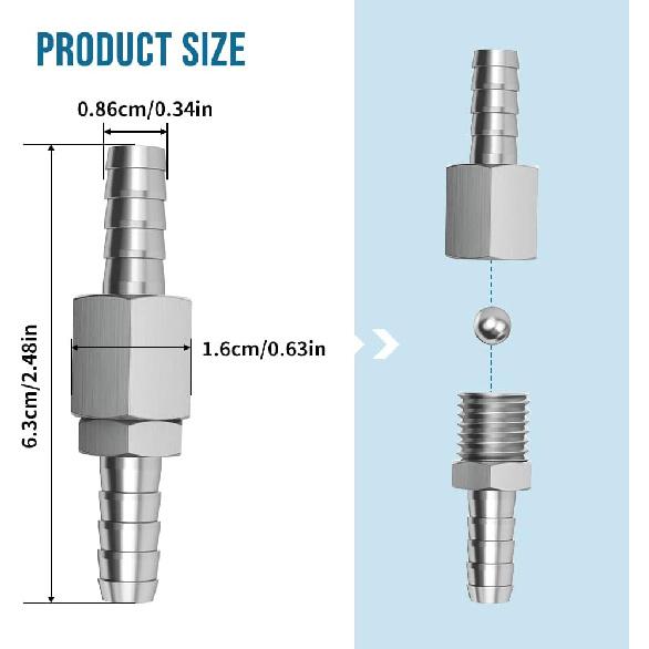 Fuel Tank Vent Rollover Valve, Alpha Rider 304 Stainless Steel Breather Rollover Vent Valve For Kawasaki KRX 1000 With Steel Ball