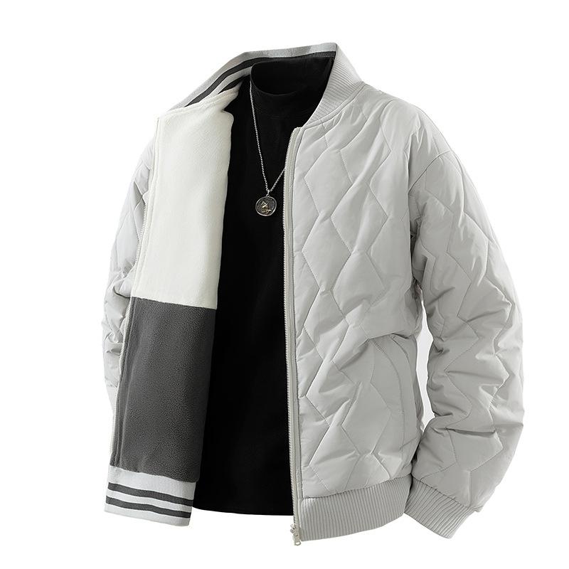 Large Men's Coat, Thick Standing Collar Jacket, Cotton Jacket, Baseball Collar, Men's