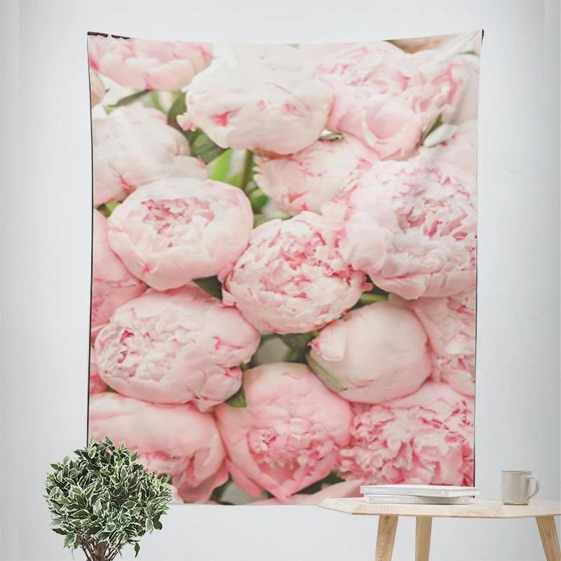 Pink Flower Bouquet Decorative Tapestry Home Wall Decor Office Living Room Tapestry