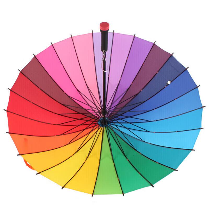 MAYDU 24-Speichen Regenbogen Langstielschirm