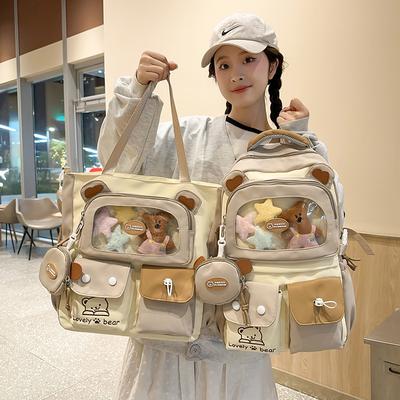 Japanese Schoolbag Female Junior High School Students Small Fresh Original Backpack Mori Joker Primary School Transparent Pain Bag Backpack.