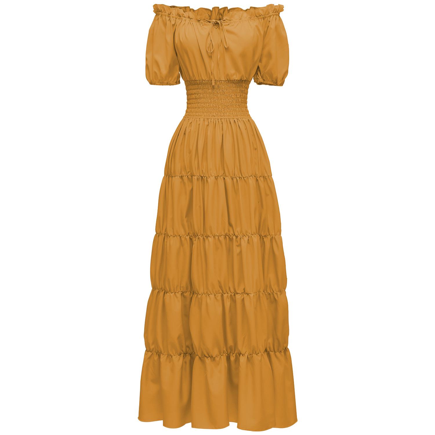 Средневековое платье эпохи Возрождения для женщин, длинное, для костюма для ролевых игр на Хэллоуин Q324 2XL имбирный/жёлтый