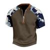 Herren Sommer Camouflage Farbe Lässiges T-Shirt Sport Atmungsaktiv Reißverschlusskragen Top