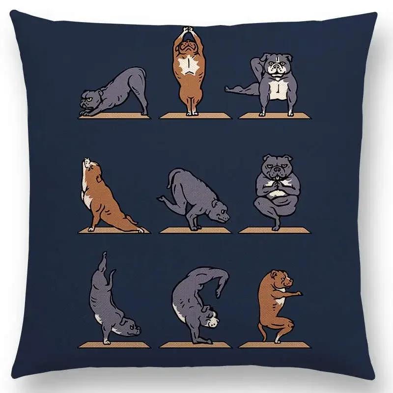 Mais Novos Animais Yoga Estampas de Desenho Animado Engraçadas Capa de Almofada Alpaca Coelho Dachshund Bull Terrier Hipopótamo Cães Panda Capa de Almofada para Sofá