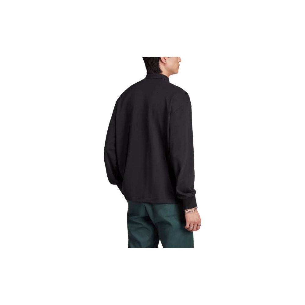 adidas Originals Polo a Maniche Lunghe con Stampa Lettere Solide Uomo Top Nero HZ0709
