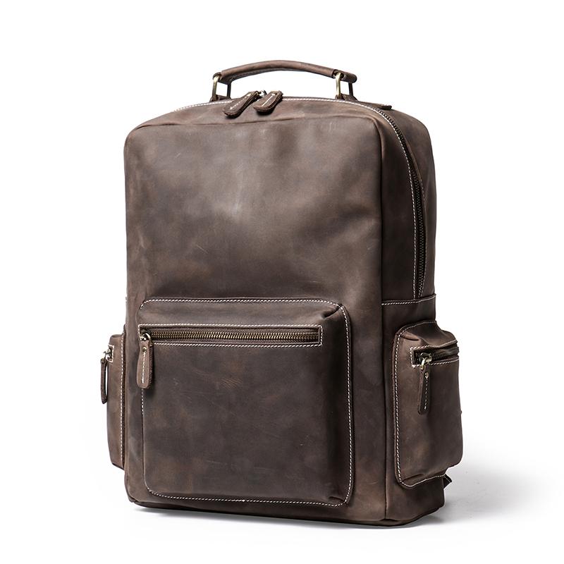 Business Man High Quality Travel Backpack Real Leather Laptop Bag