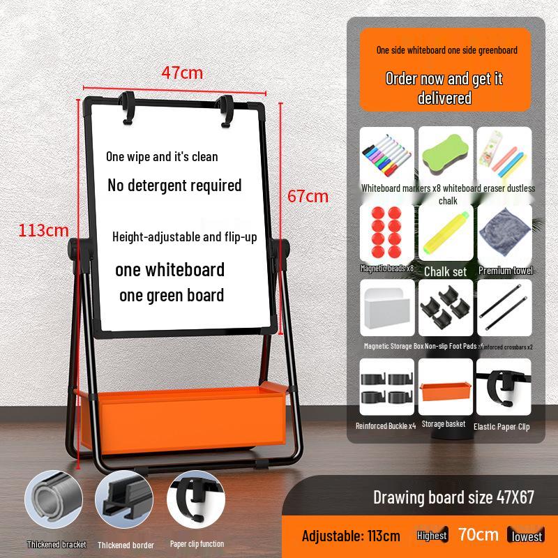 Foldable Double-Sided Magnetic Whiteboard with Mobile Stand for Home, Children's Teaching, and Conferences