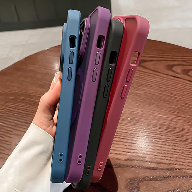 Case For iPhone 15 14 13 11 12 Pro Max Plus For Magsafe Magnetic Lens Protection Matte Cover