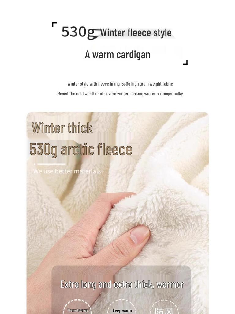 Women's White Fleece-Lined Thick Coat, Cotton-Padded, 2025 New Arctic Cardigan