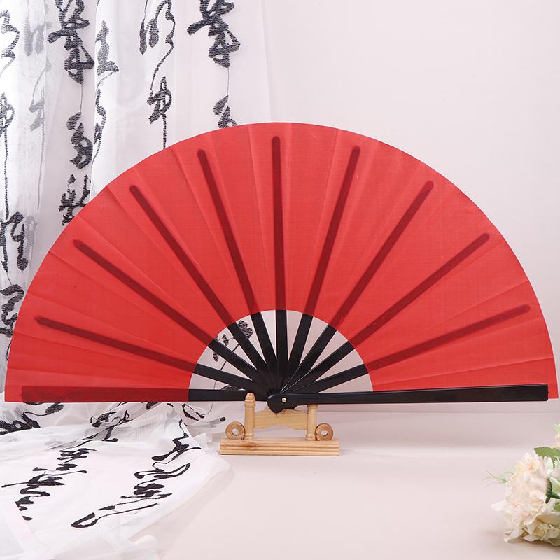 Chinese Martial Arts Kung Fu Fan Tai Chi Dance Fan Plastic Stage Performance Folding Fan Solid Color Fan Photo Prop