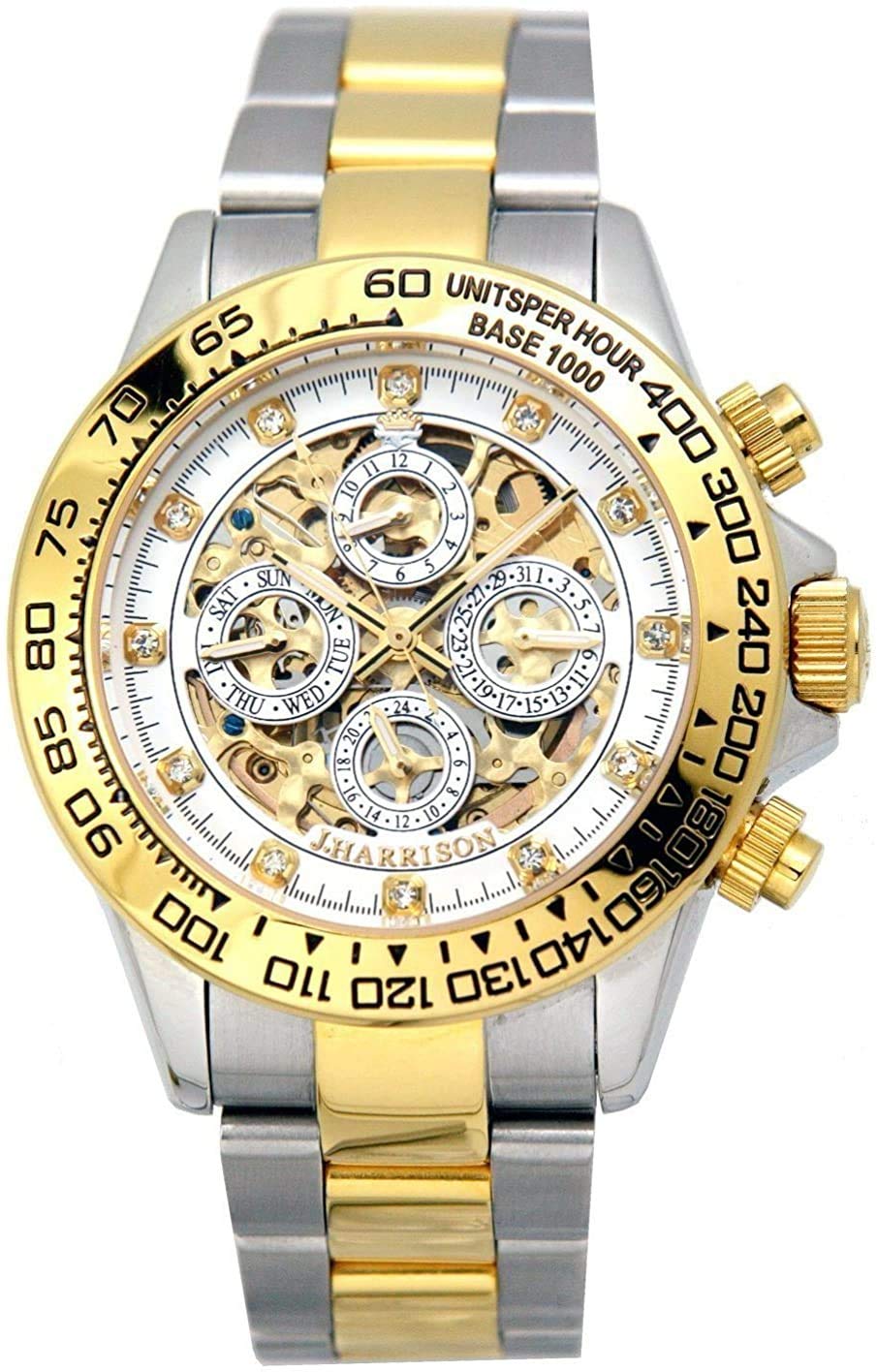 

J.HARRISON (John Harrison) automatic skeleton watch JH003GW with stone