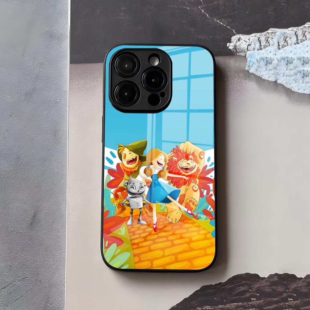 

Чехол для телефона W-Wizard Of O-OZ для iPhone 17 Air 16 E Pro Max 15 14 13 Mini 12 Pro 11 Max Plus Черная стеклянная крышка iPhone 15 Pro