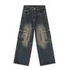 Long Trousers Versatile Washed Multi-pocket Design Sense of Work Jeans Men Senior Sense Pants