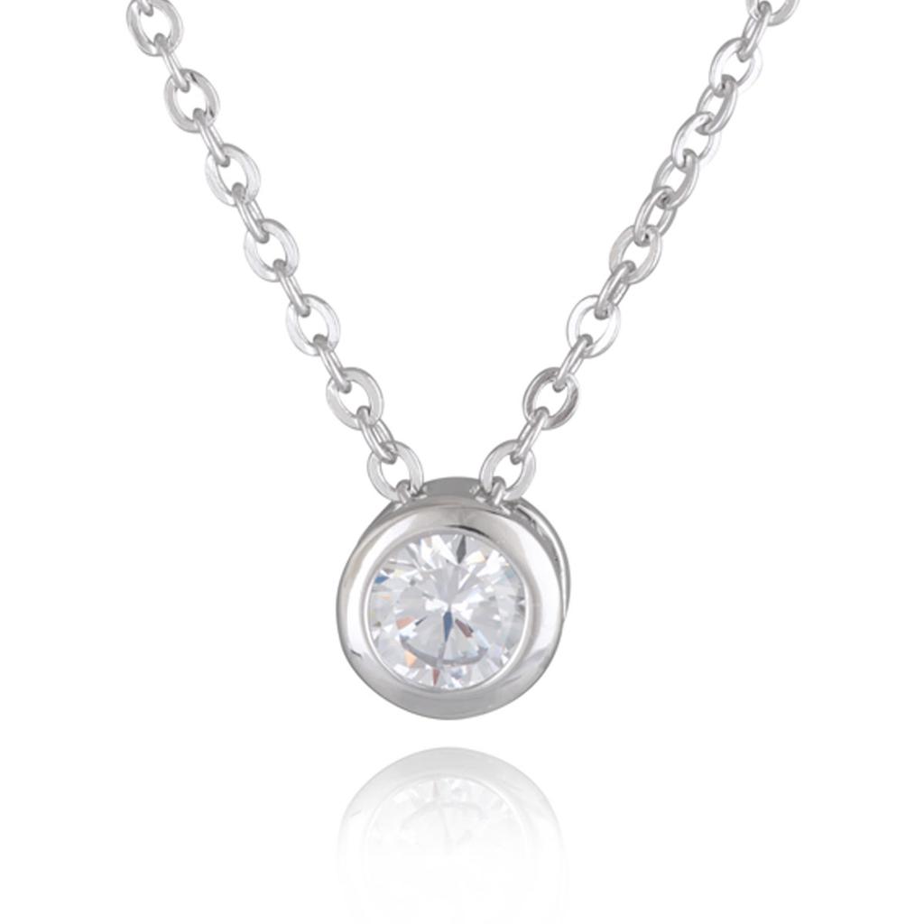 Les Trésors De Lily [R7195] - Collier Argent 'Sissi' blanc argenté (rhodié) - 45 cm 7 mm