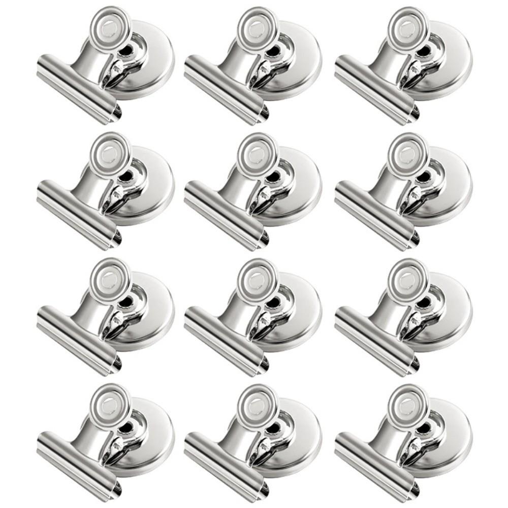 

12pcs Strong Hold Fridge Clips Round Metal Decorative Hooks Office Organizing срібний