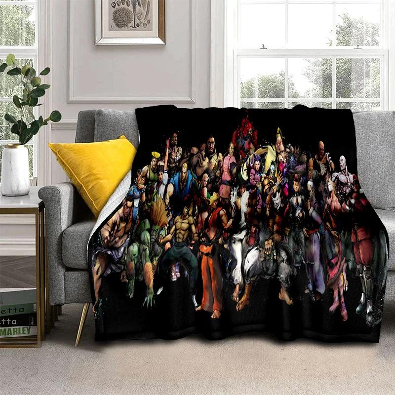 Street Fighter Retro Game SF Gamer Deken, Zachte Plaid voor Huis Slaapkamer Bed Bank Picknick Reizen Kantoor Dekentje Kinderen