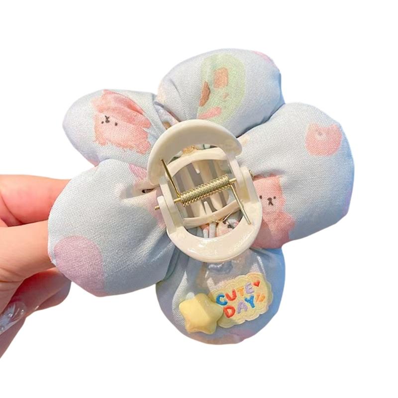 

Sweet Color Flower Hair Claw Clip Fabric Hair Styling Accessories NonSlip Hair Grip For Side Hair Women Girl Accessory синій