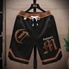 Short de course d'été pour hommes Short de sport décontracté pour le jogging Patchwork Imprimé Cordon de serrage Ample Sec Gym Short de sport