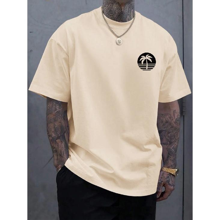 Multiple Color Men T-shirt Coconut Tree Printed Cool Tee Summer Oversize O-neck Short Sleeve Top for Man