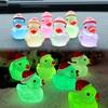 6/1 stuks Eenden Ornamenten Auto Kerstmuts Cartoon Lichtgevende Kleine Eend Ornamenten Nachtlichtgevend Hars Automobiele Decoratie Ornamenten