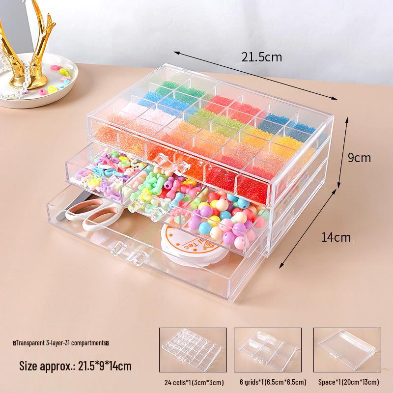 Transparent Multi-Layer Storage Box for Glass Beads and Jewelry Accessories