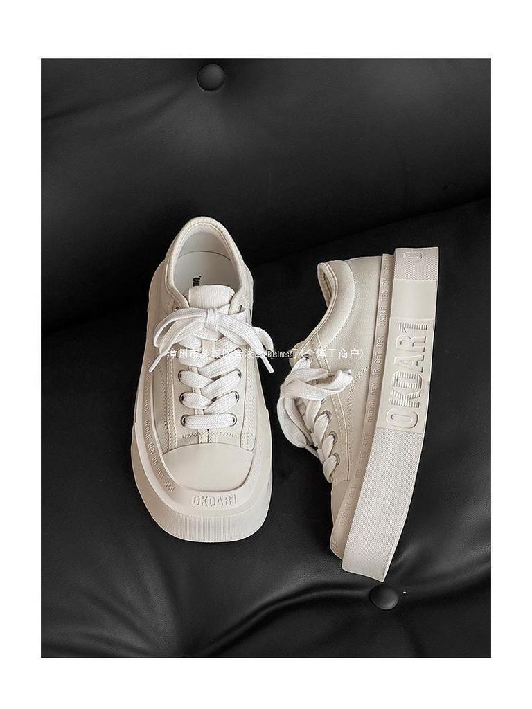 Fan Chengcheng Style: Square Toe Thick Sole Canvas Shoes - Unisex Casual Height-Increasing Sneakers