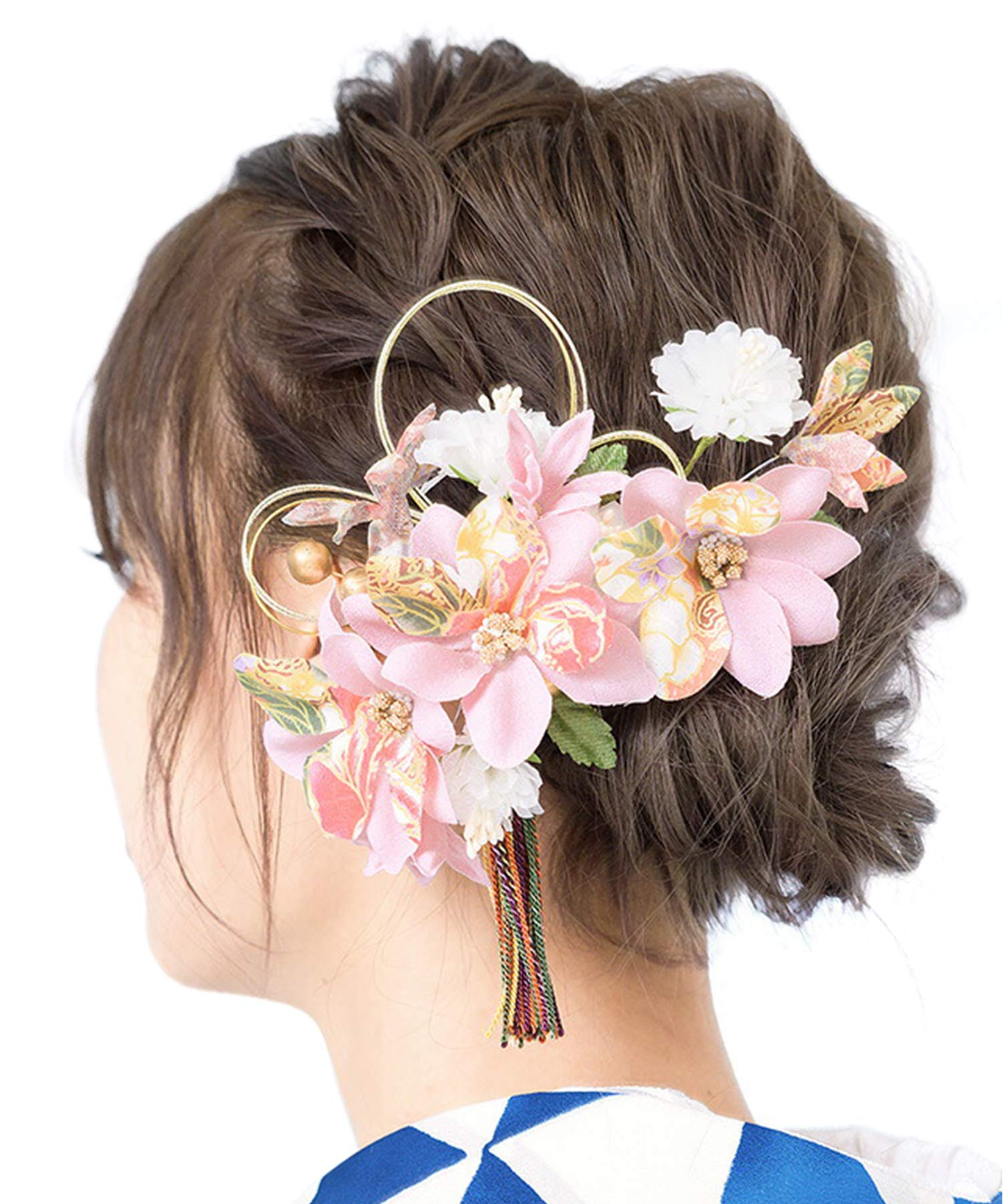 

Soubien Hair Set for Ceremonies and Pink Tassel Mizuhiki Graduation and Photo Made in Japan Ornament, 2-Piece Coming-of-Age Graduations, Flower, Cord, розовый