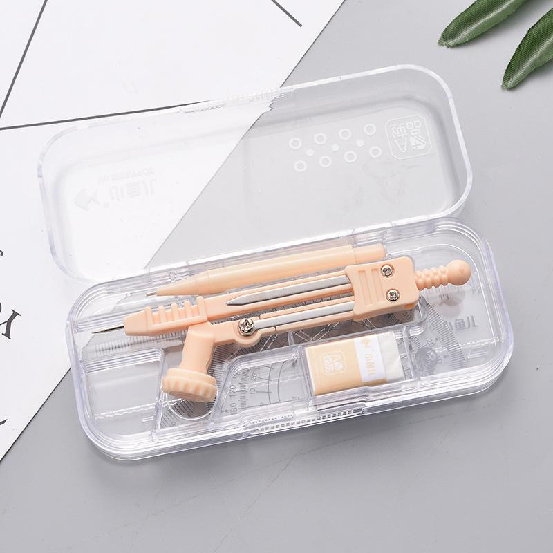 

7 In 1 Primary School Student Math Drawing Ruler Set,With Protractor,Compass,Set Square,Eraser,And Mechanical Pencil помаранчевий