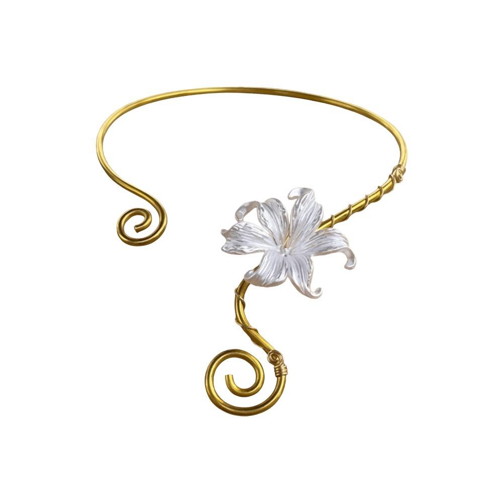 Multi Layered Flower Collarbone Chain Spiral Zinc Zinc Alloy Neck Personalized Iris Flower Necklace Daily