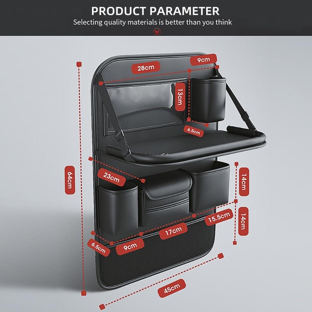 Multi-Pocket Rear Seat Organizer Premium Waterproof PU Leather Car Seat Back Pocket with Stain Proof Tablet Storage for Kids Tra