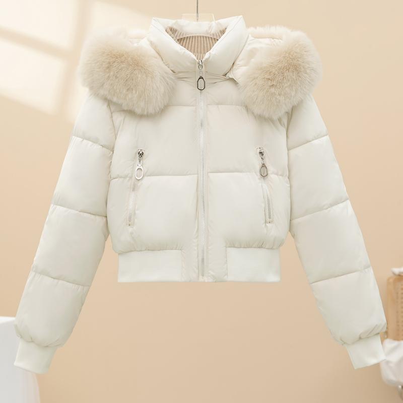 Modă Iarnă Femei Paltoane cu Glugă Guler din Blană Faux Groase Călduroase Parka Scurtă Jachete Largi pentru Femei