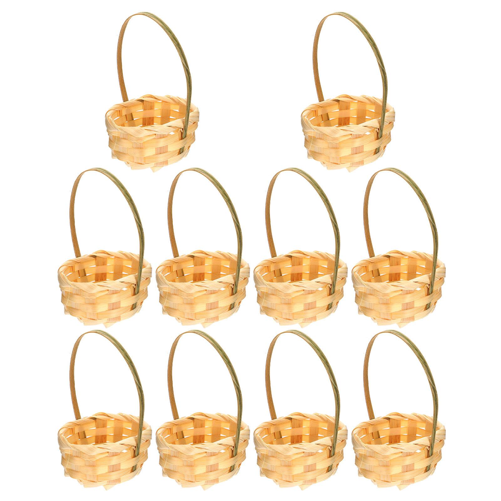 10Pcs Bamboo Mini Flower Storage Basket Multi-Purpose Woven Basket Portable Flower Holder Garden Display 10X5X5CM