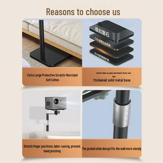 Bedside & Sofa Hidden Projector Wall Mount Shelf for XGIMI & JMGO (No Clamp/Punching Required)