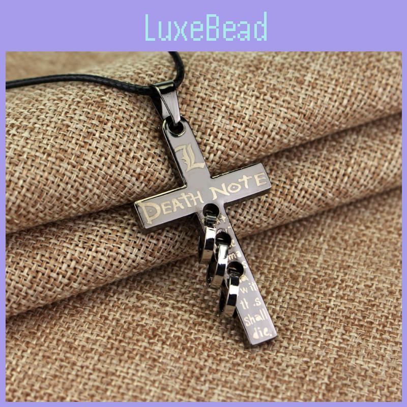 Note Death Anime Necklace With Cross Pendant On Leather Cord For Fans And Gift