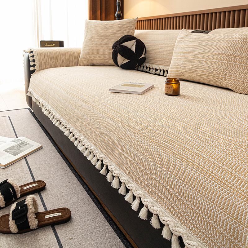All Seasons General Traditional Coarse Cloth Sofa Cover Thickened Cotton Linen Fabric Cushion Anti Slipanti-Static Sofa Cover