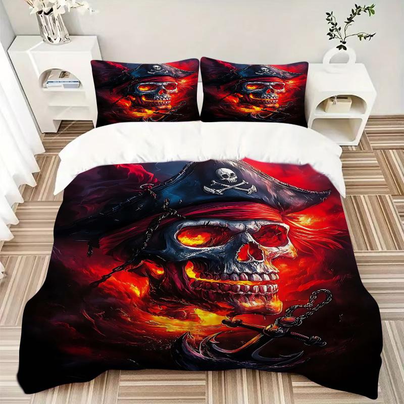 3pcs A Fiery Pirate's Curse Printed Bedding Set, Soft and Comfortable Quilt Cover for Bedroom, Guest Room J002
