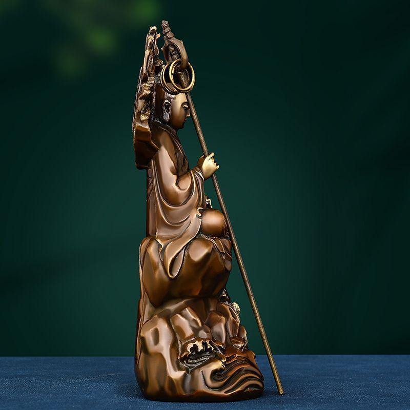 Reines Kupfer Erde Schatz König Dekoration Antike Jiuhua Berg Erde Schatz Bodhisattva Statue Hause Wohnzimmer Ornamente