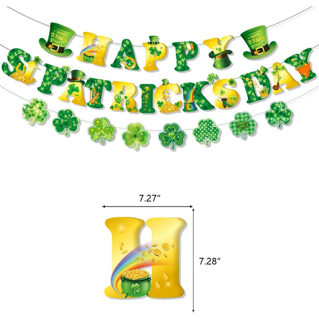 Set 51 Bandiere Irlandesi Per Decorazioni San Patrizio – Bandiera Grande 150x90cm + 20 Bandiere A Mano + Ghirlanda 10m