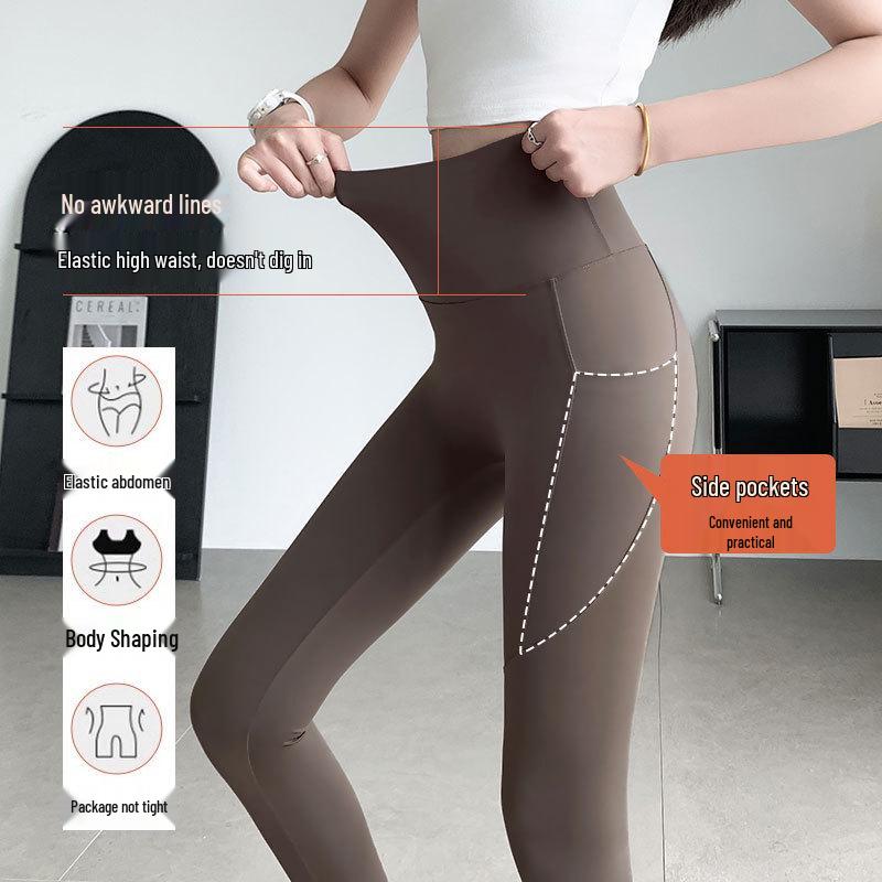 Shark Women's Summer Tummy Control Nylon Yoga Pants, Mesh Hollow Design with Pockets.