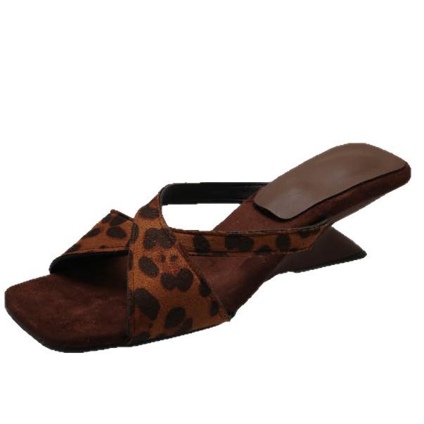 French High-heeled Niche Slippers Women's Shoes Summer 2025 New Outer Wear Square Suede Open-toed Wedges Sandals