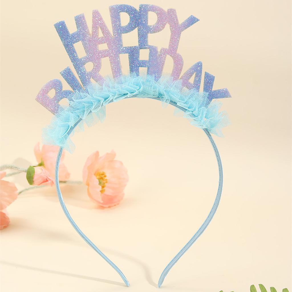 1 Stück Rosa Happy Birthday Stirnbänder für Frauen Mädchen Glitzernde Funkelnde Krone Haarreifen Kopfschmuck mit Stern-Boppern Pailletten und Lametta