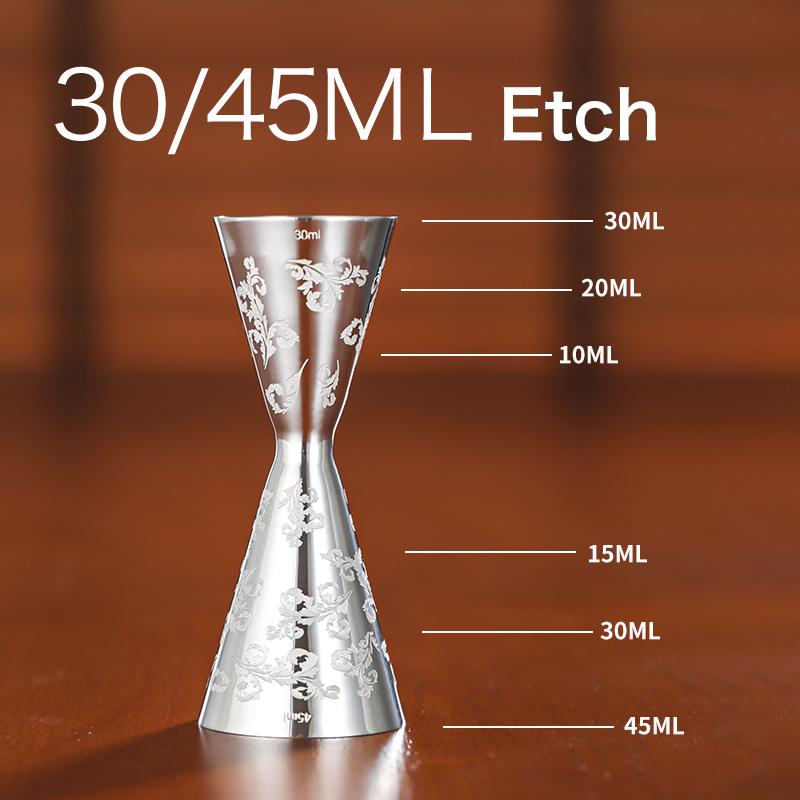 Japanese-Style Cocktail Jigger Creative Engraving Measuring Cup Stainless Steel Cocktail Jiggers Bartender Tools Bar Accessories